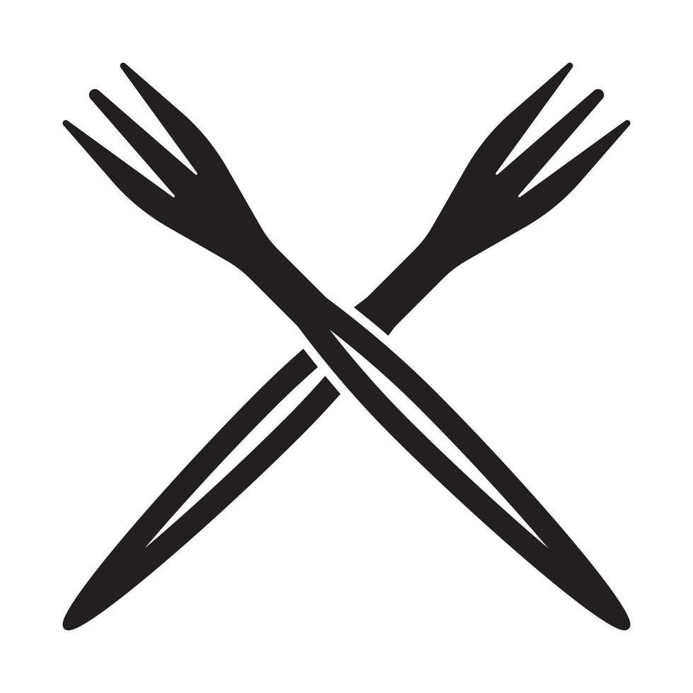 Crossed fork flat vector icon for apps and websites