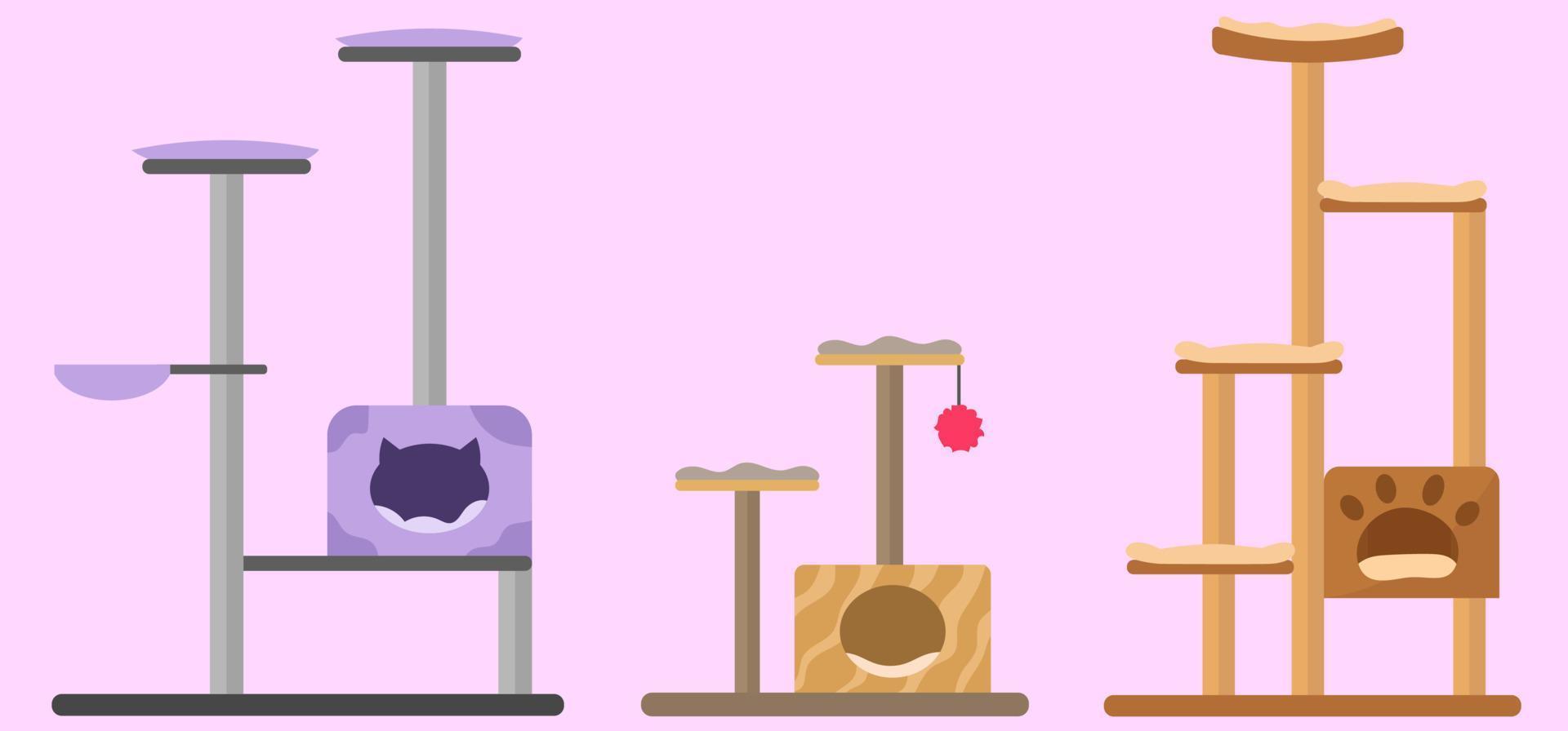 cat tree simple model, vector illustration of cat trees