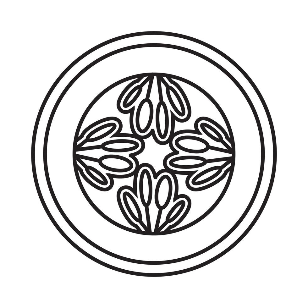 Line art vector icon cucumber slice or gherkin with seeds for apps and websites