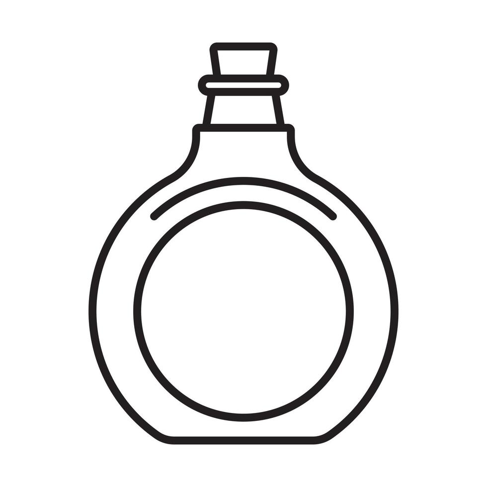 botella de vidrio antigua con icono de arte de línea de tapón de corcho para aplicaciones o sitios web vector