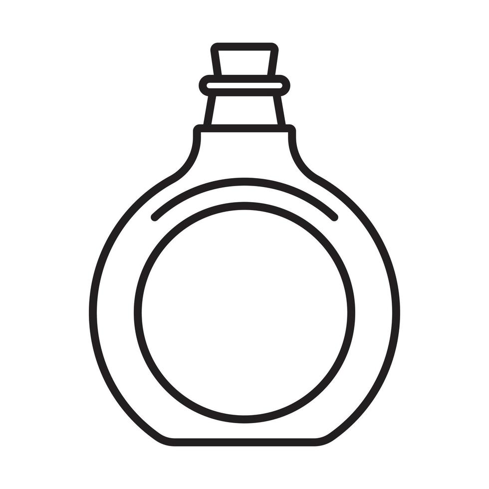 Antique glass bottle with cork stopper line art icon for apps or websites vector