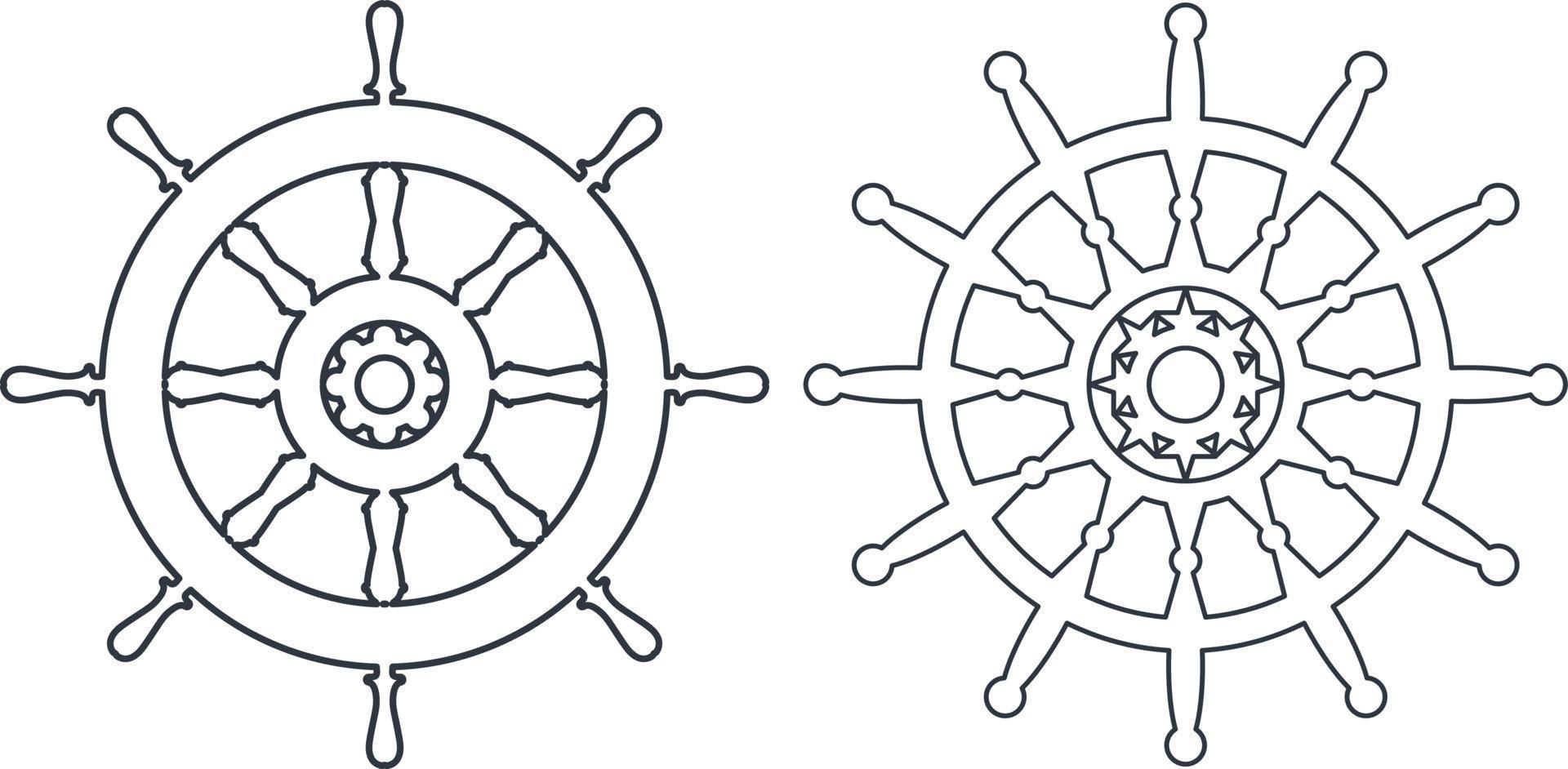 Ship steering wheel, Helm Anchor vector icon, Steer icon vector