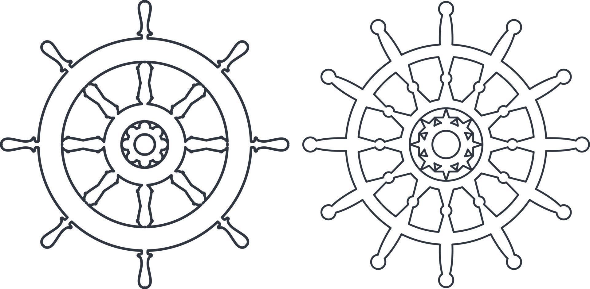 volante de barco, icono de vector de ancla de timón, vector de icono de dirección