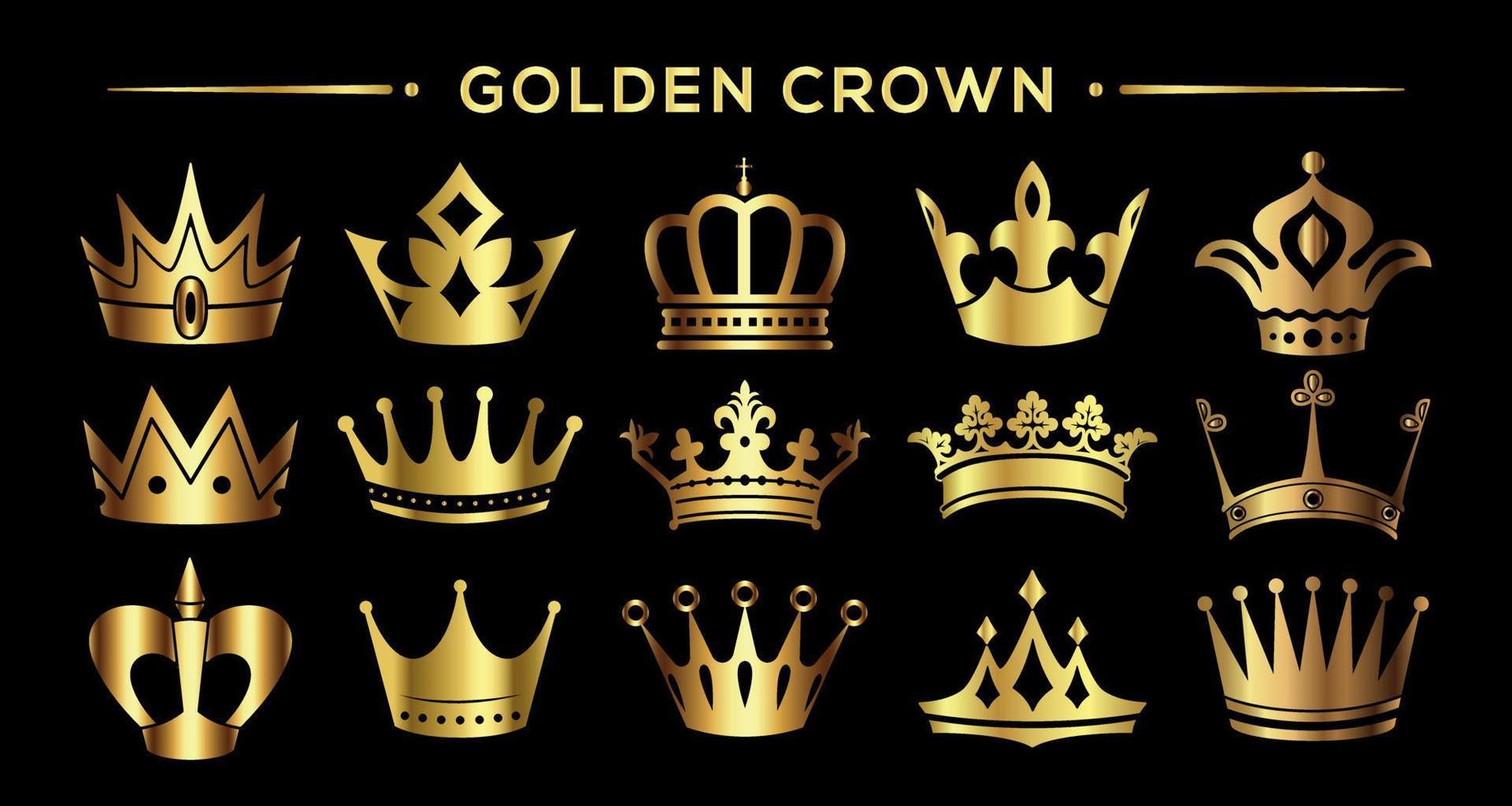 Royal  golden crown  on black background, stock vector illustration