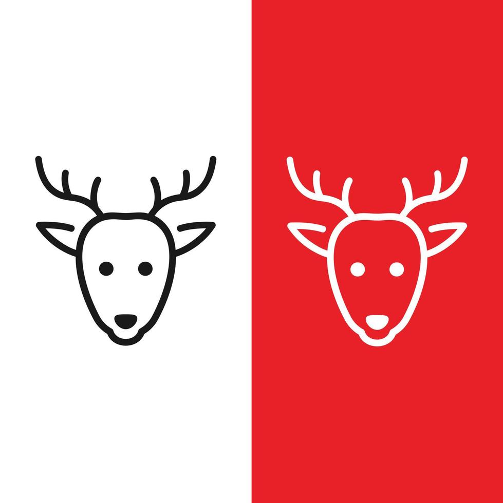 Christmas Xmas Deer Vector icon in Outline Style