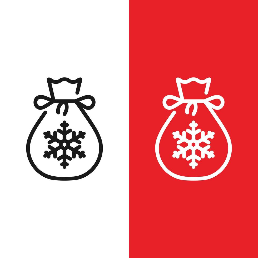 Christmas Xmas Santa Sack Vector icon in Outline Style