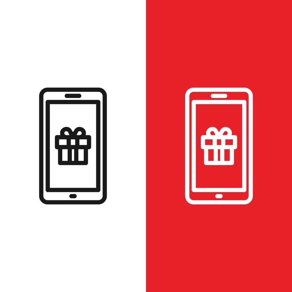 Christmas Xmas Mobile Phone Vector icon in Outline