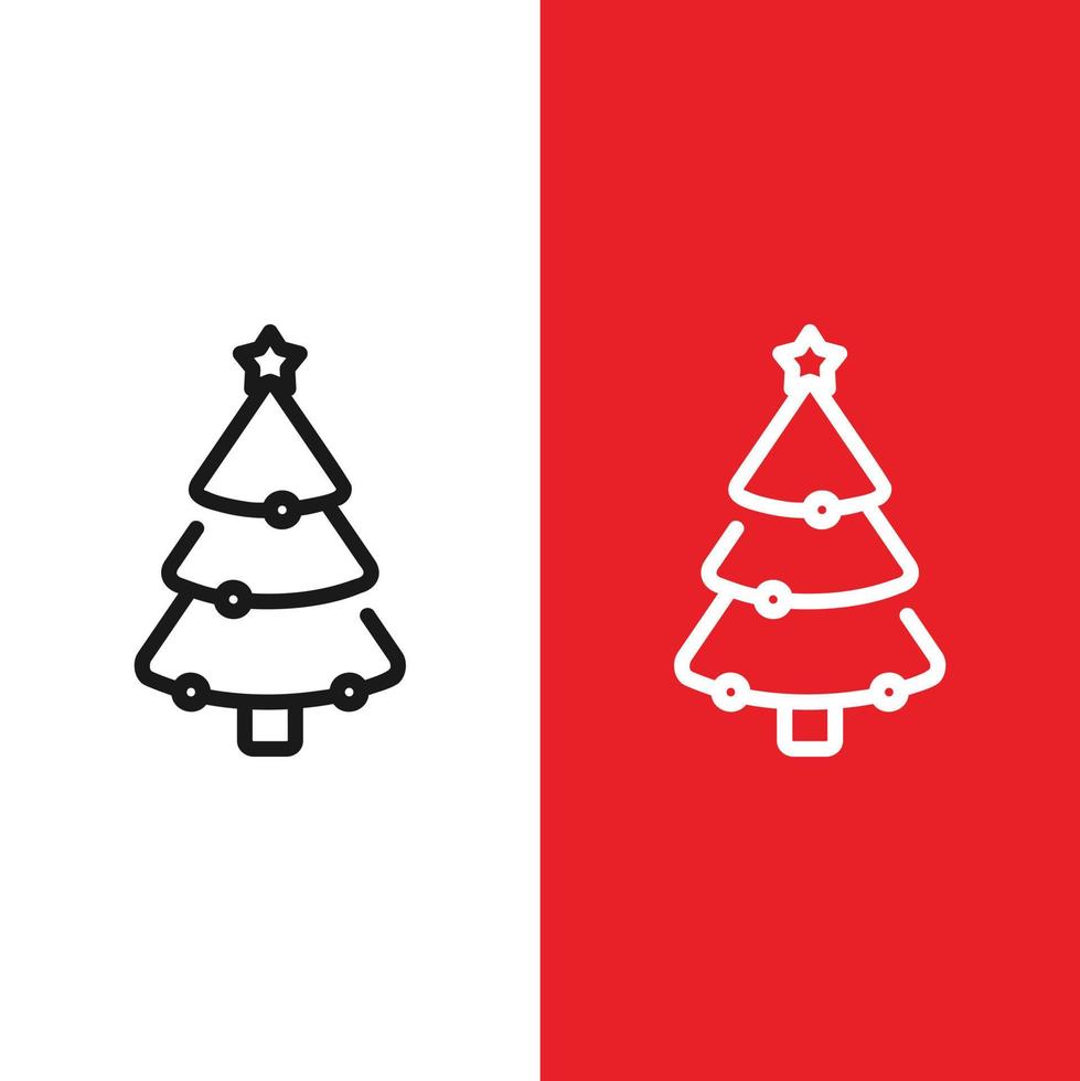 Christmas Christmas Tree Vector Icon in Outline Style