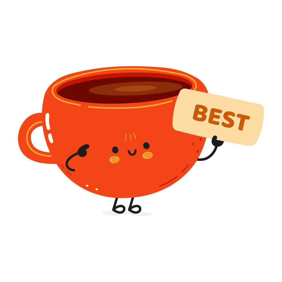 Cute funny cup of coffee with poster character. Vector hand drawn cartoon  kawaii character illustration icon. Isolated on white background. Cup of  coffee character concept 9733613 Vector Art at Vecteezy