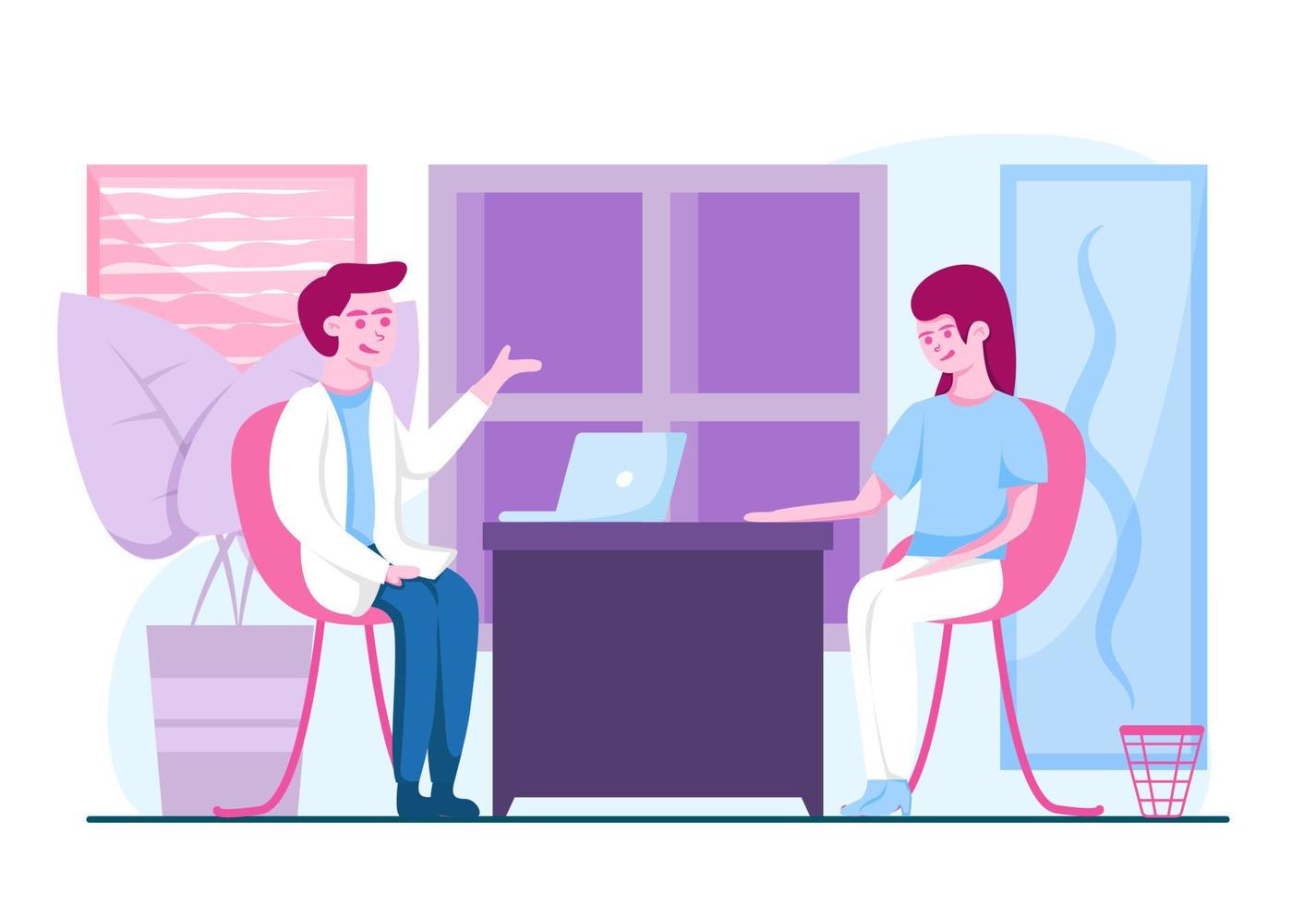 Patient and Doctor Medical Check Up Doctor Appointment Conceptual Flat Illustration vector
