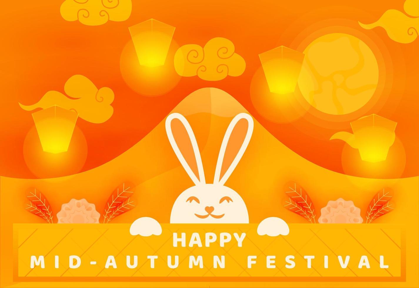 diseño feliz del fondo del festival de la celebración del medio otoño vector