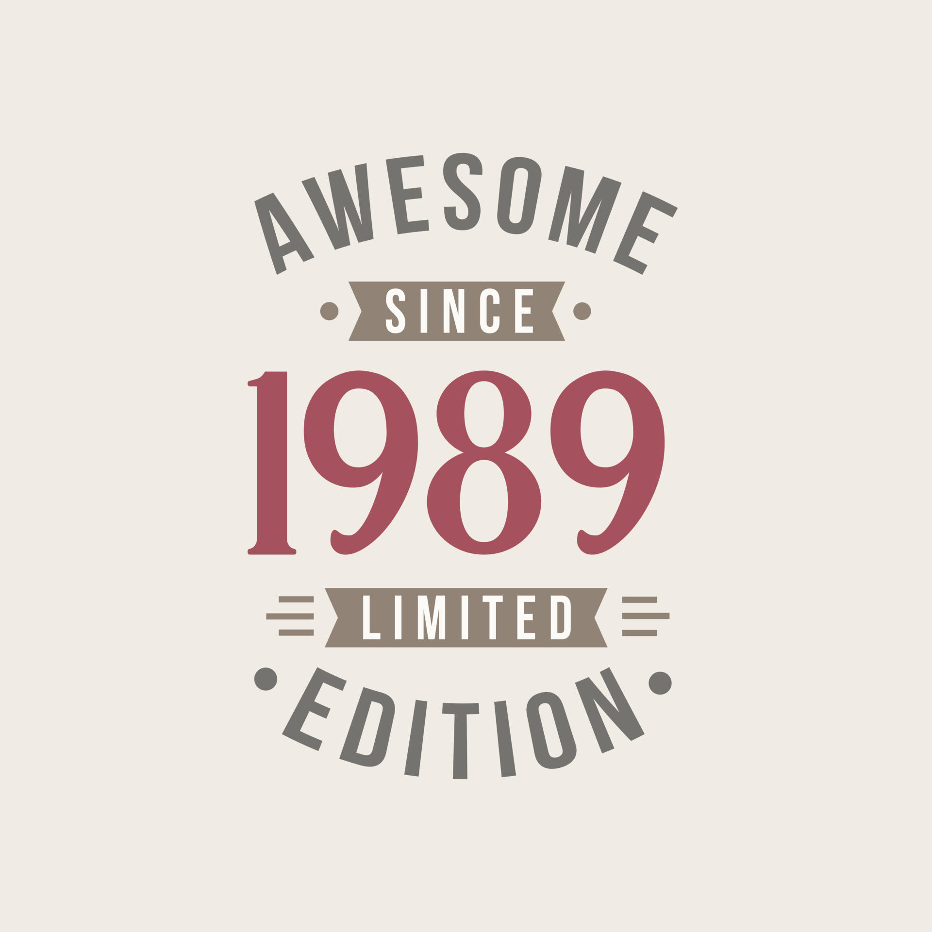 Awesome since 1989 Limited Edition. 1989 Awesome since Retro Birthday