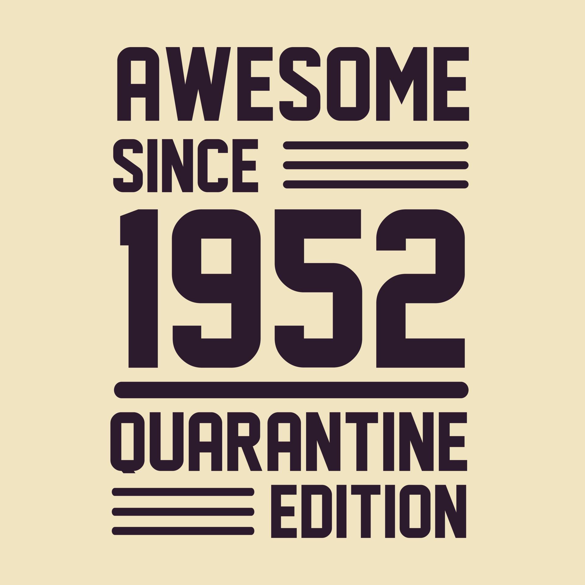 Born in 1952 Vintage Retro Birthday, Awesome since 1952 Quarantine