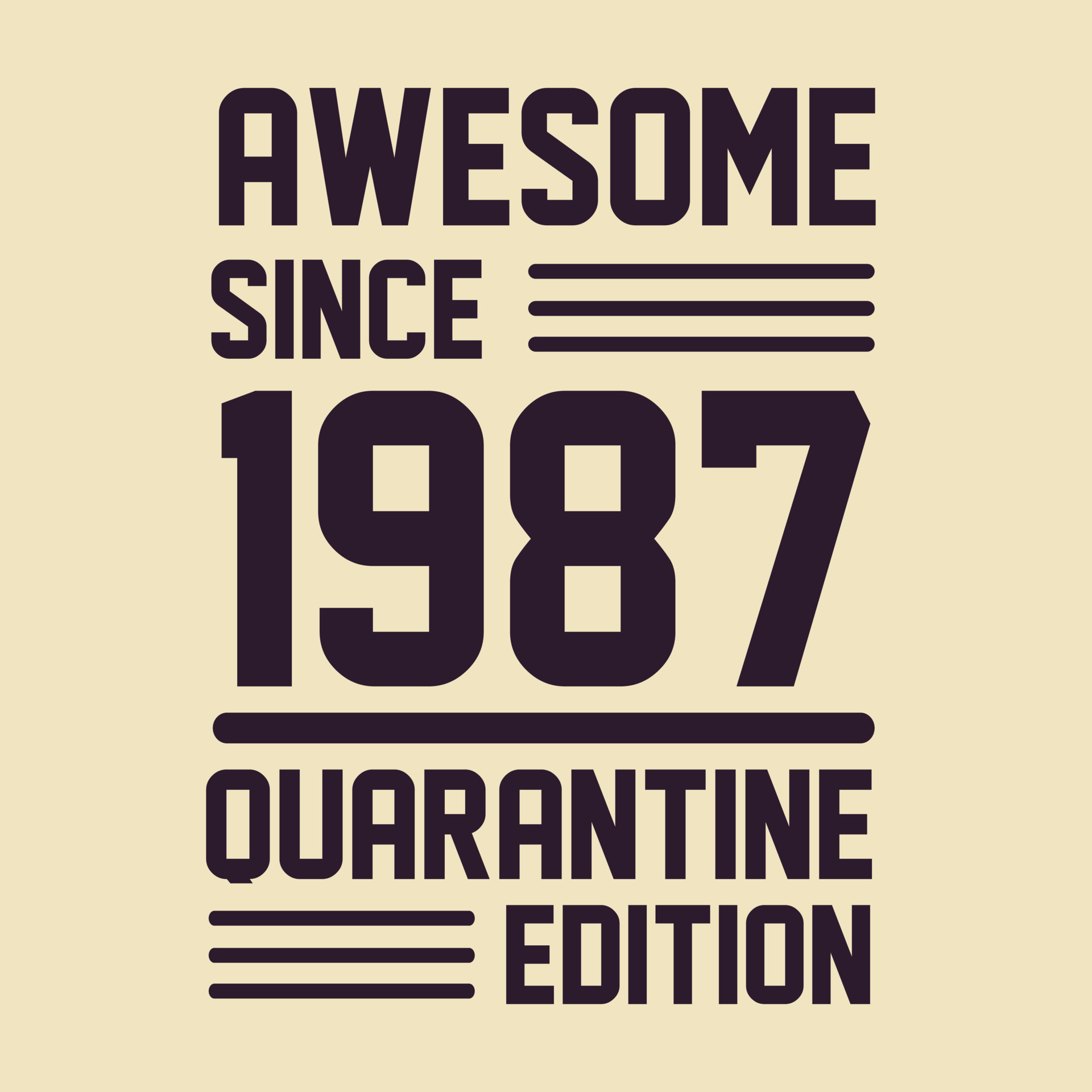 Born in 1987 Vintage Retro Birthday, Awesome since 1987 Quarantine