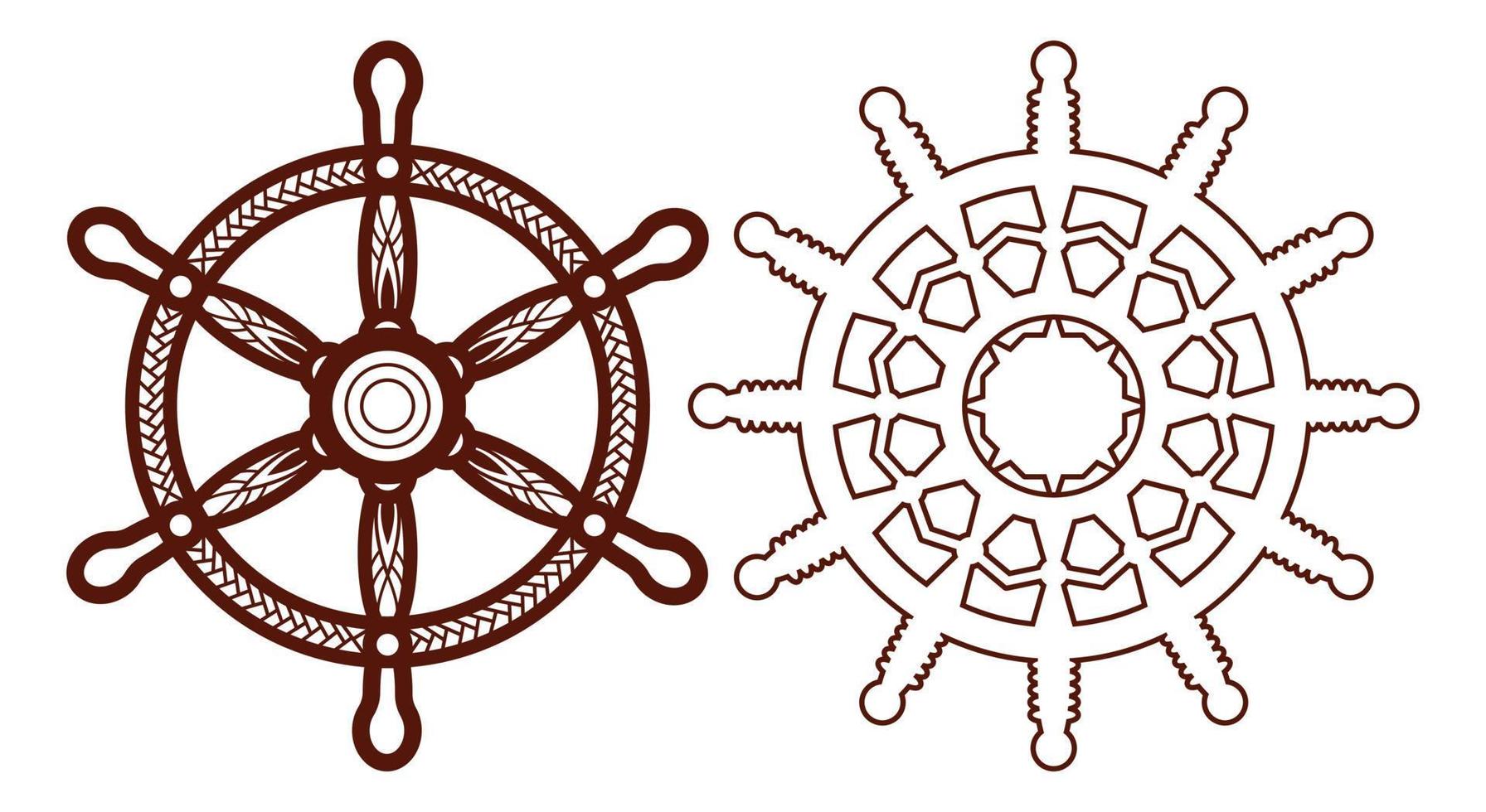 Ship steering wheel, Helm Anchor vector icon, Steer icon vector
