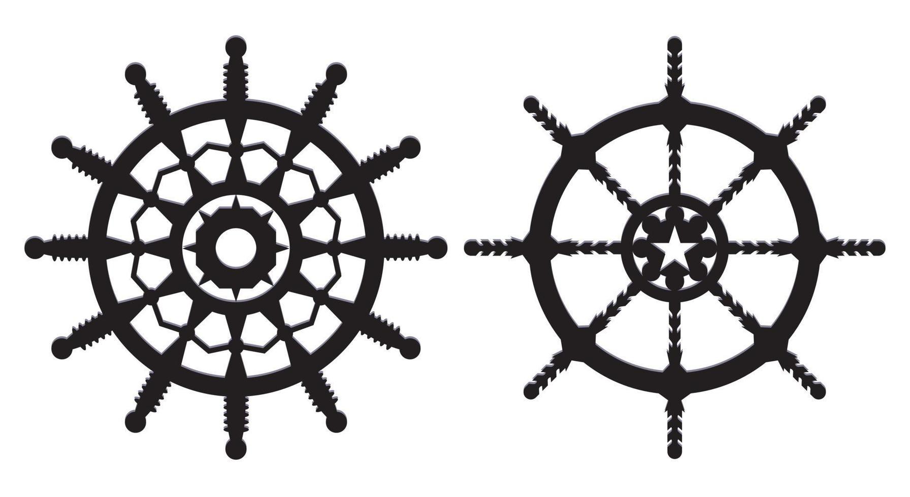 Ship steering wheel, Helm Anchor vector icon, Steer icon vector