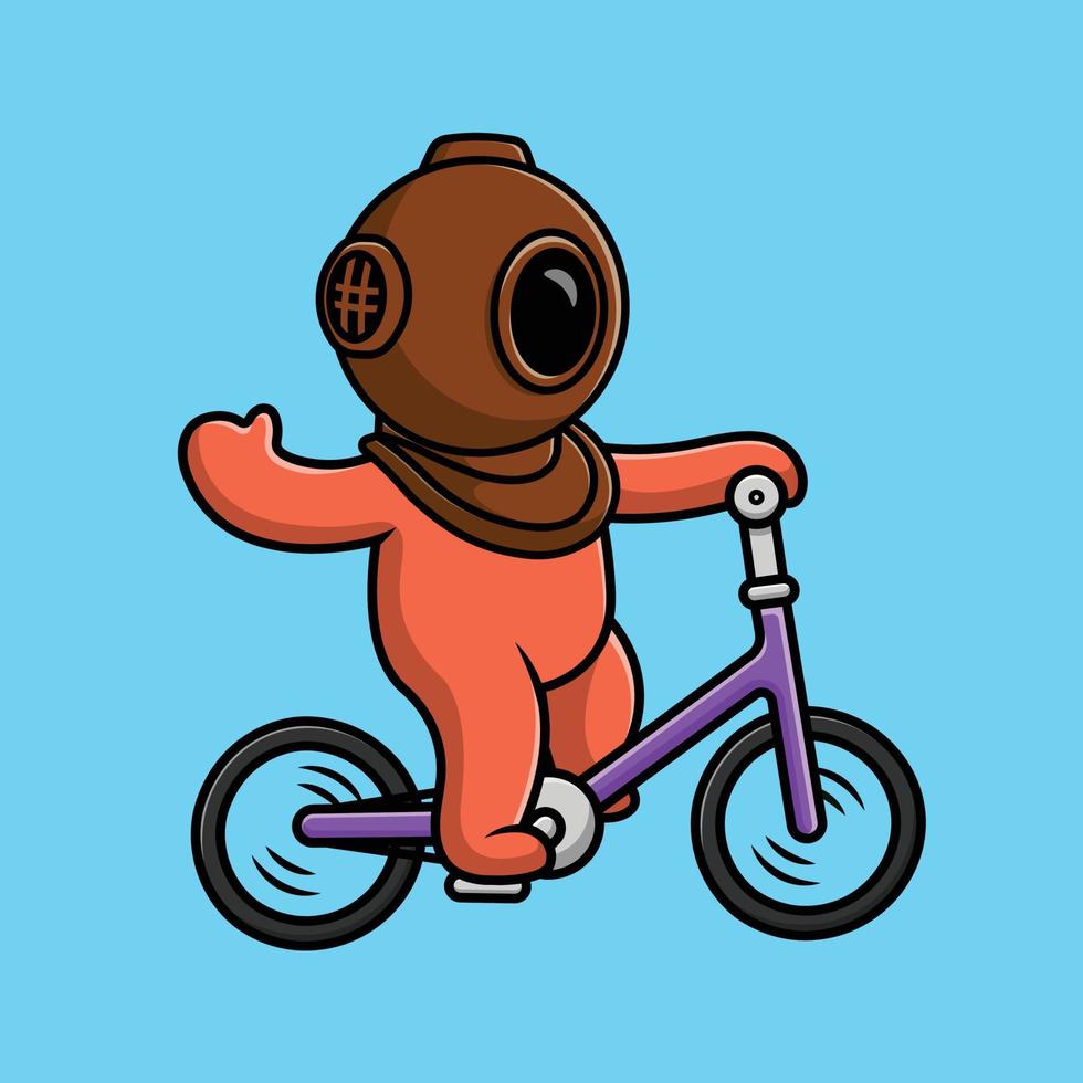Cute Diver Riding Bicycle Cartoon Vector Icon Illustration. Science Sport  Flat Cartoon Concept 9734519 Vector Art at Vecteezy