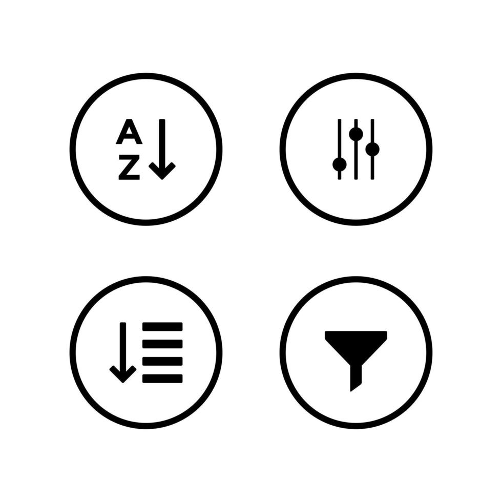 vector de icono de botón de filtro en varios estilos