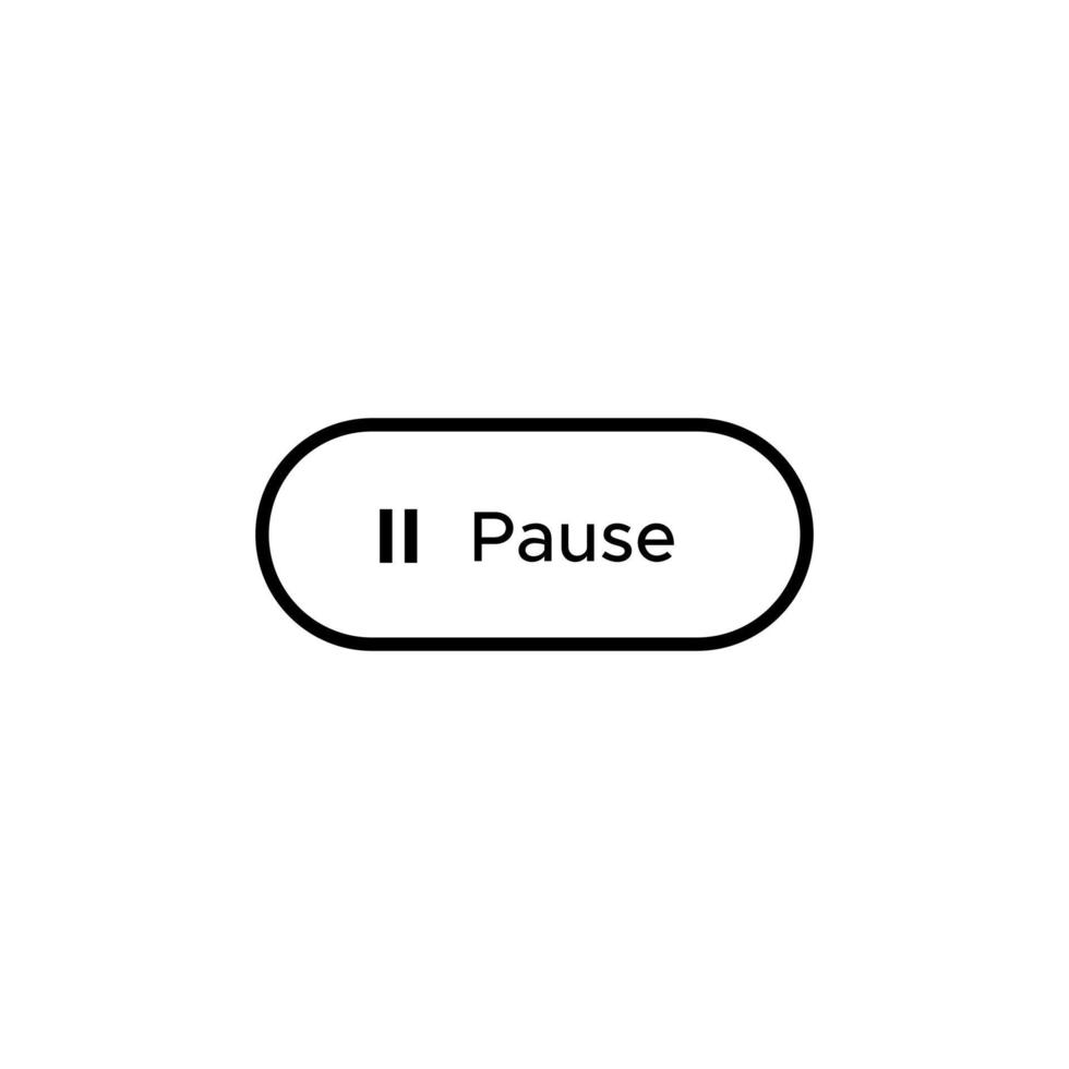 Pause icon vector in rectangle line button