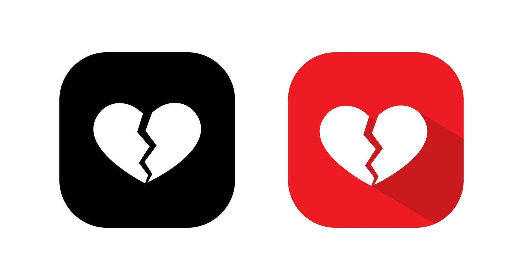 Broken heart, divorce icon vector isolated on square background