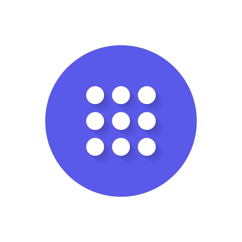 Dial pad button icon vector isolated on circle background