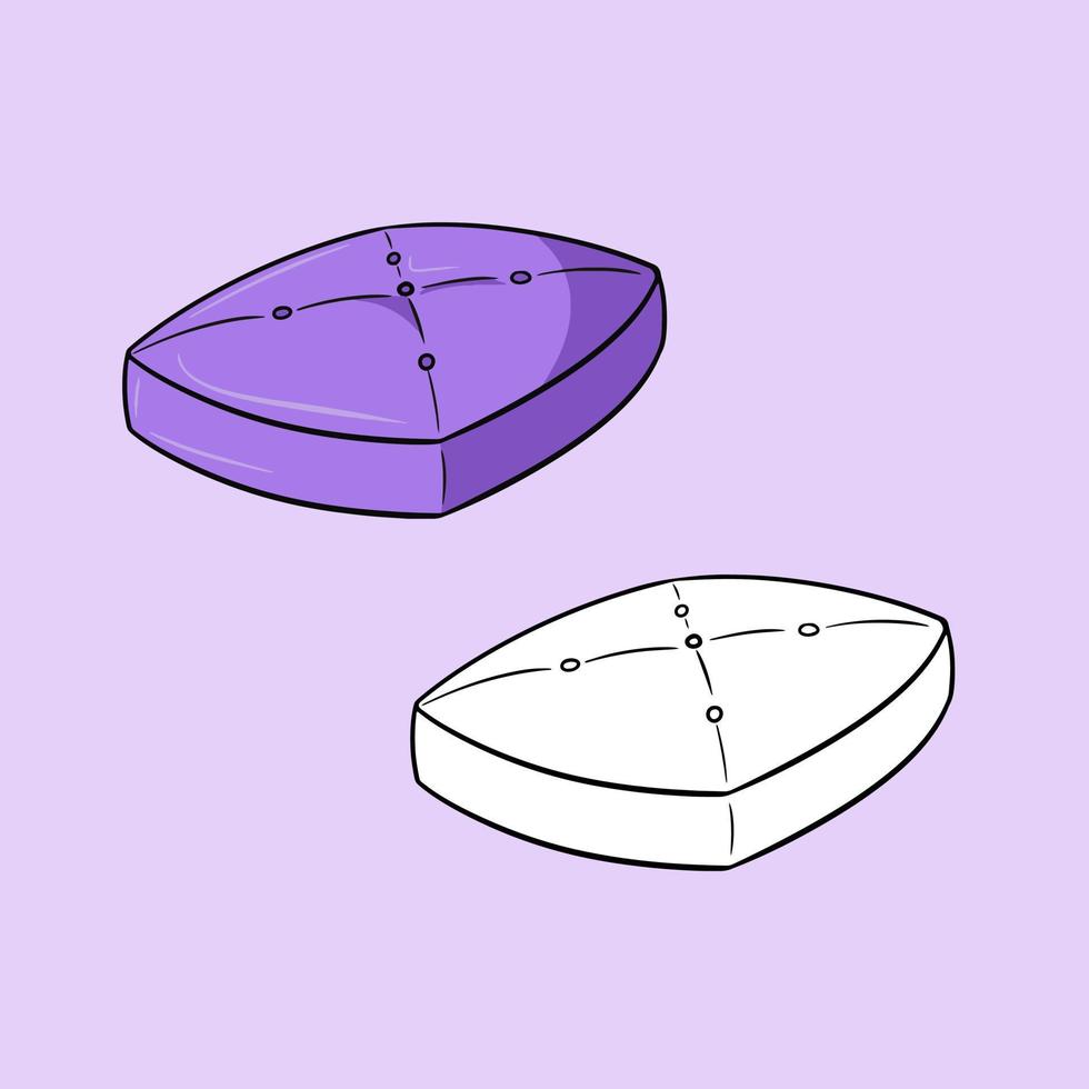 A set of pictures, a light pillow-litter for dogs, a comfortable soft chaise longue, a vector illustration in cartoon style on a colored background