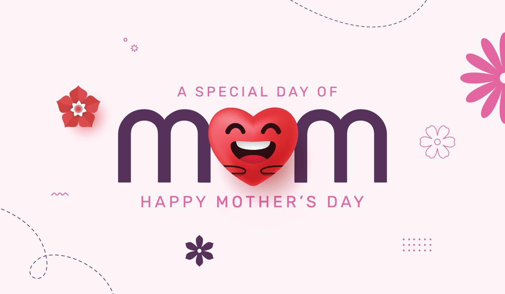 Happy Mother's day greeting card. International women day background with red heart, Mom typography design for greeting card, banner, poster vector