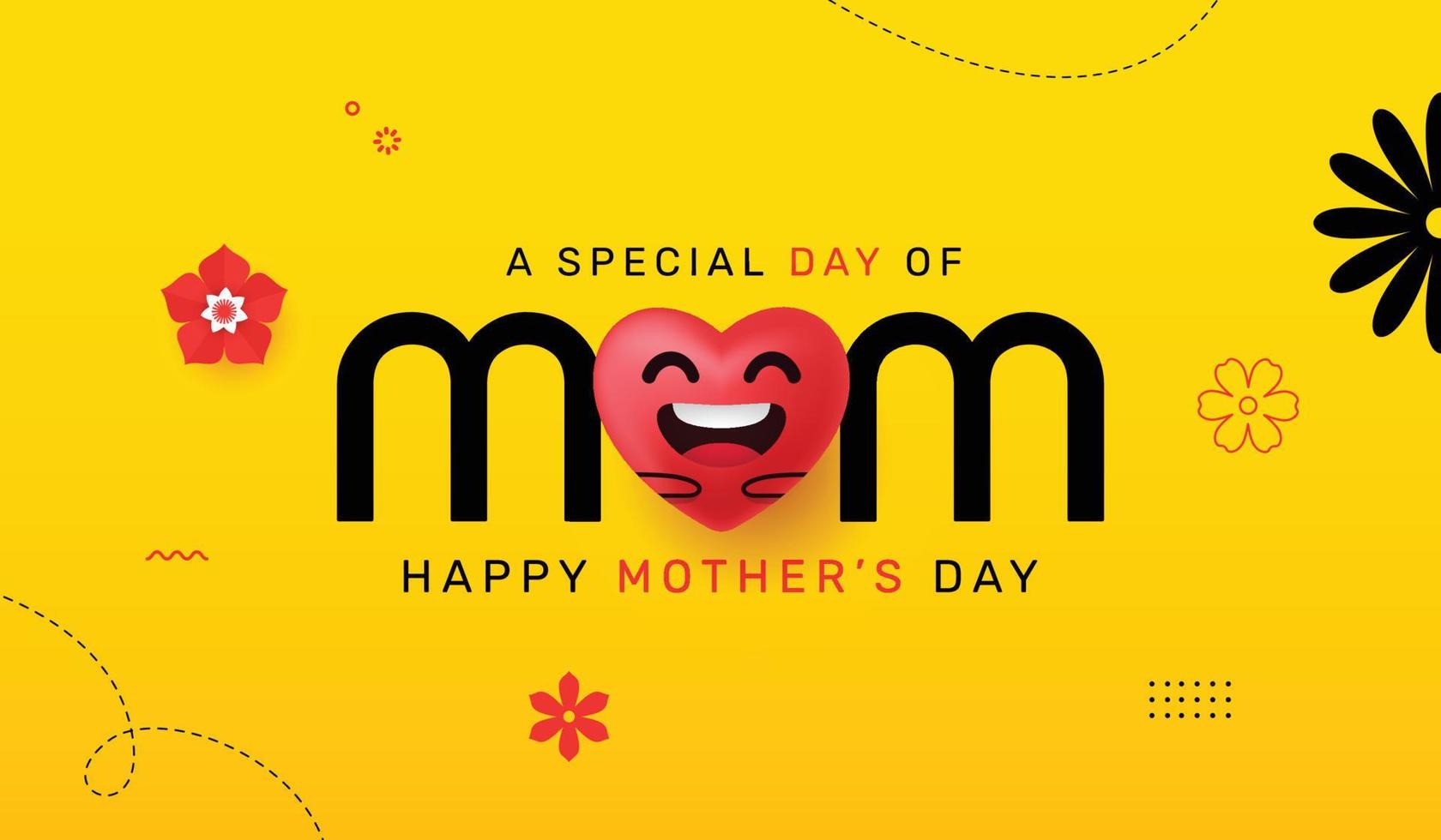 feliz tarjeta de felicitación del día de la madre. fondo del día internacional de la mujer con corazón rojo, diseño de tipografía de mamá para tarjeta de felicitación, pancarta, afiche vector