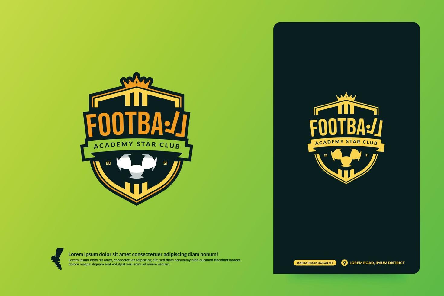 Football club logo template, Soccer tournaments logotype. Football team identity concept, Abstract sport badge design vector illustrations