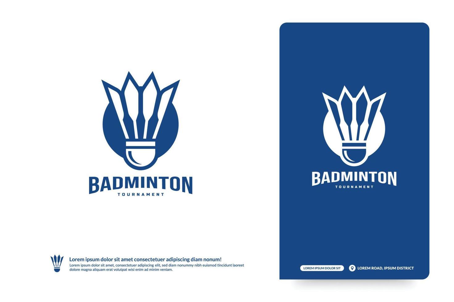 plantilla de logotipo del club de bádminton, concepto de logotipo de torneos de bádminton. identidad del equipo del club aislada en fondo blanco, ilustración de vector de diseño de símbolo de deporte abstracto