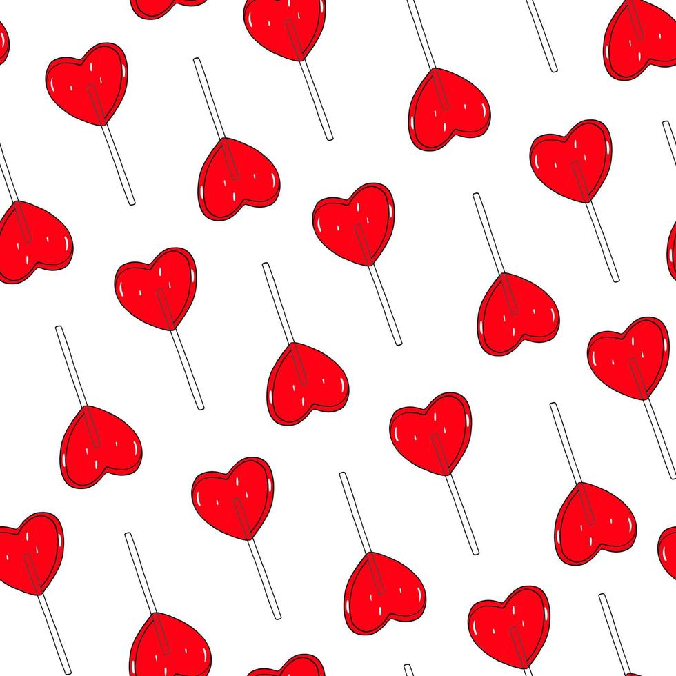 Heart candy illustration. Seamless pattern for Valentine's Day with love candies. Sweets background. Romantic repeated print vector