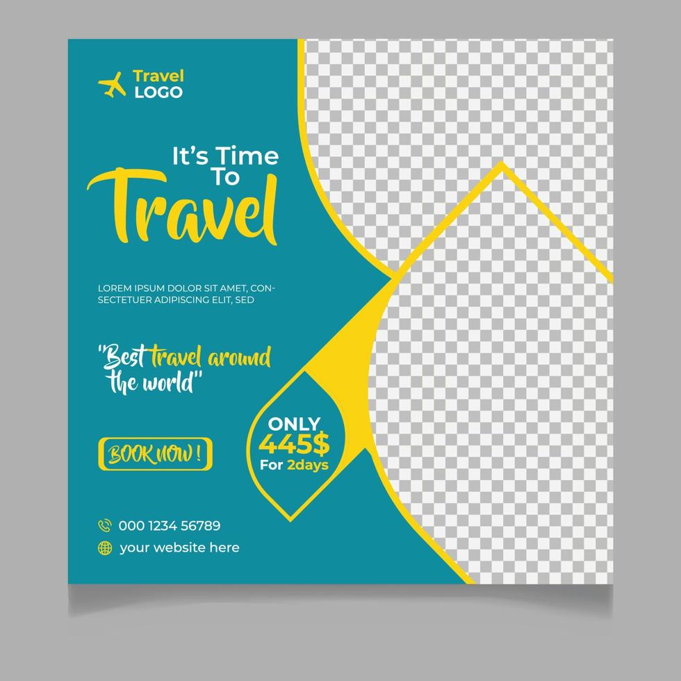 Traveling social media post template vector
