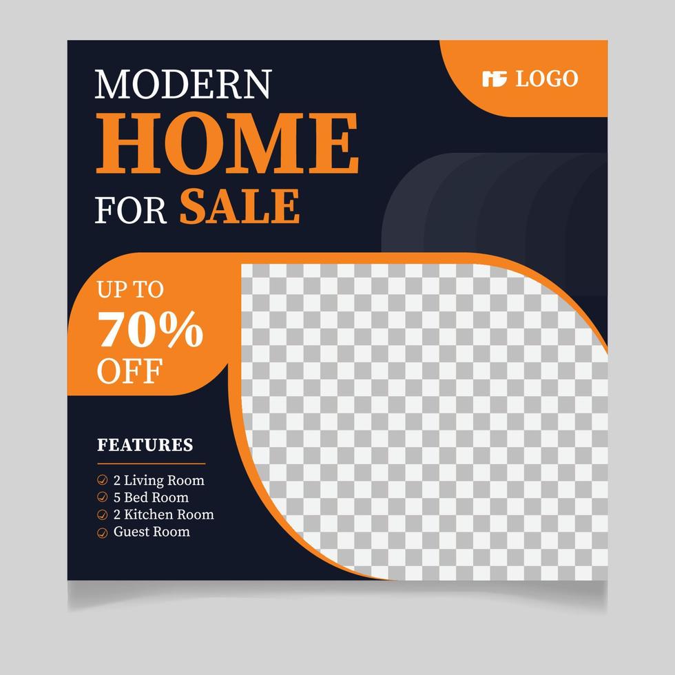 Modern home for sale social media post template vector