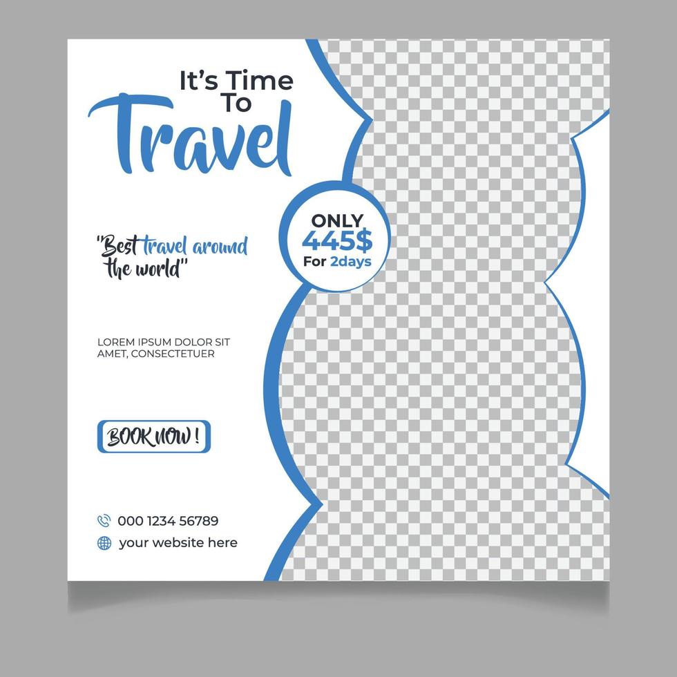 Traveling social media post template vector