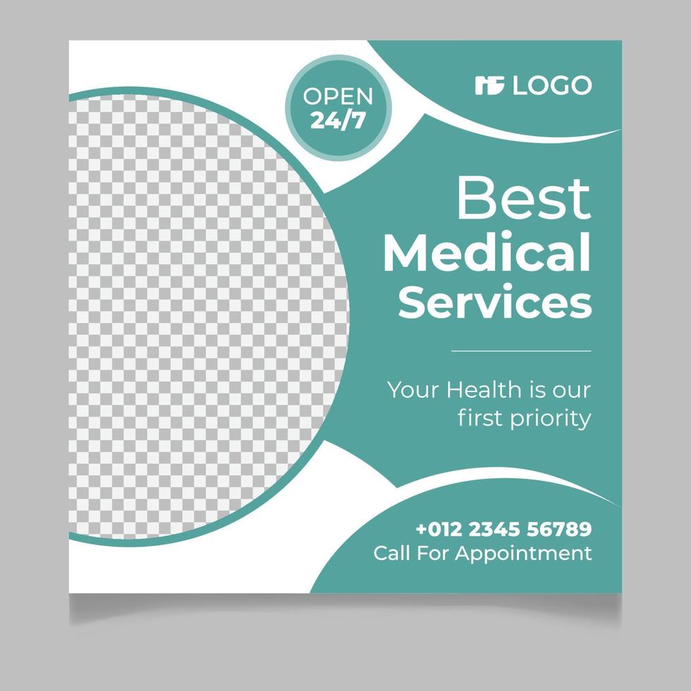 Medical healthcare social media post template vector