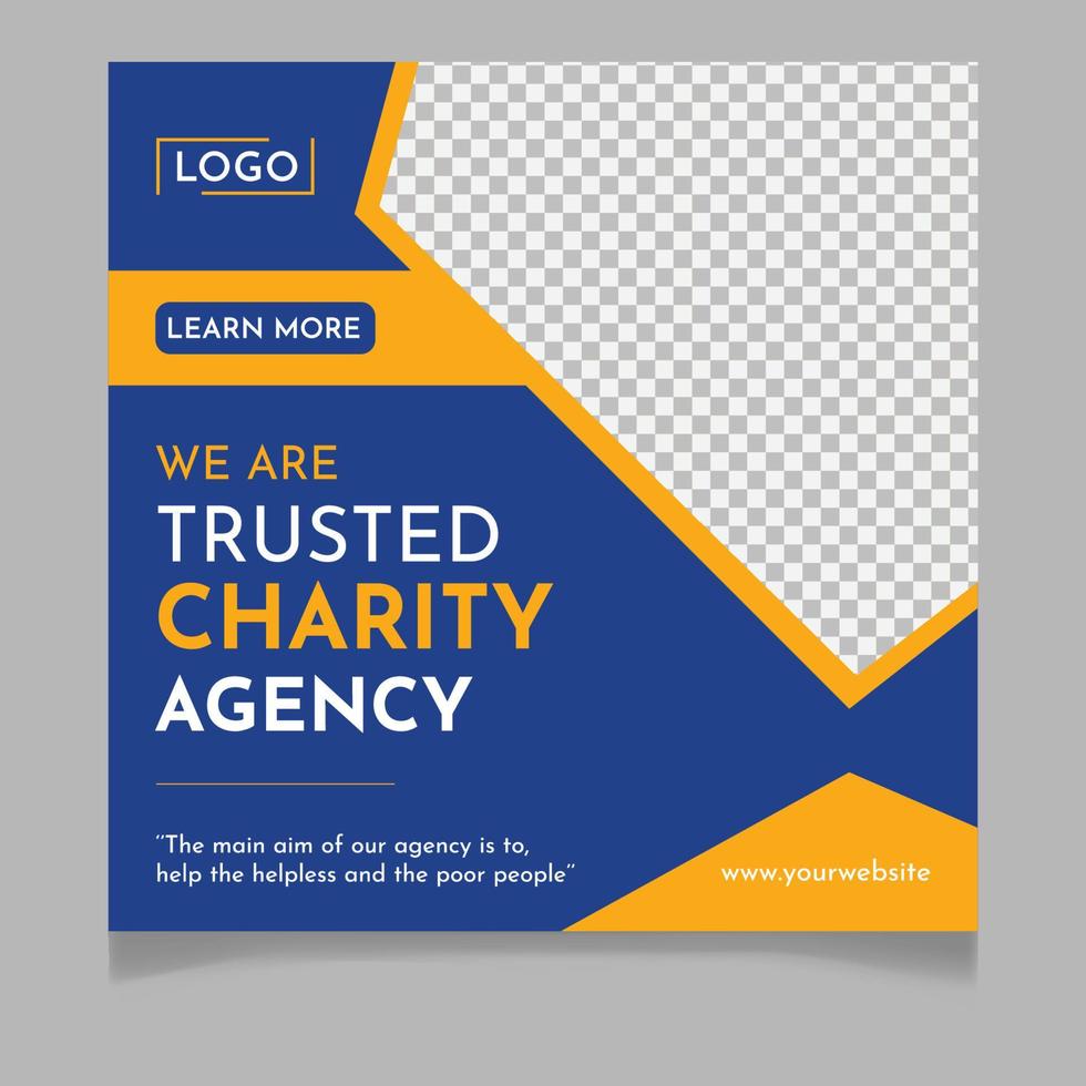 Trusted  charity agency social media post template vector