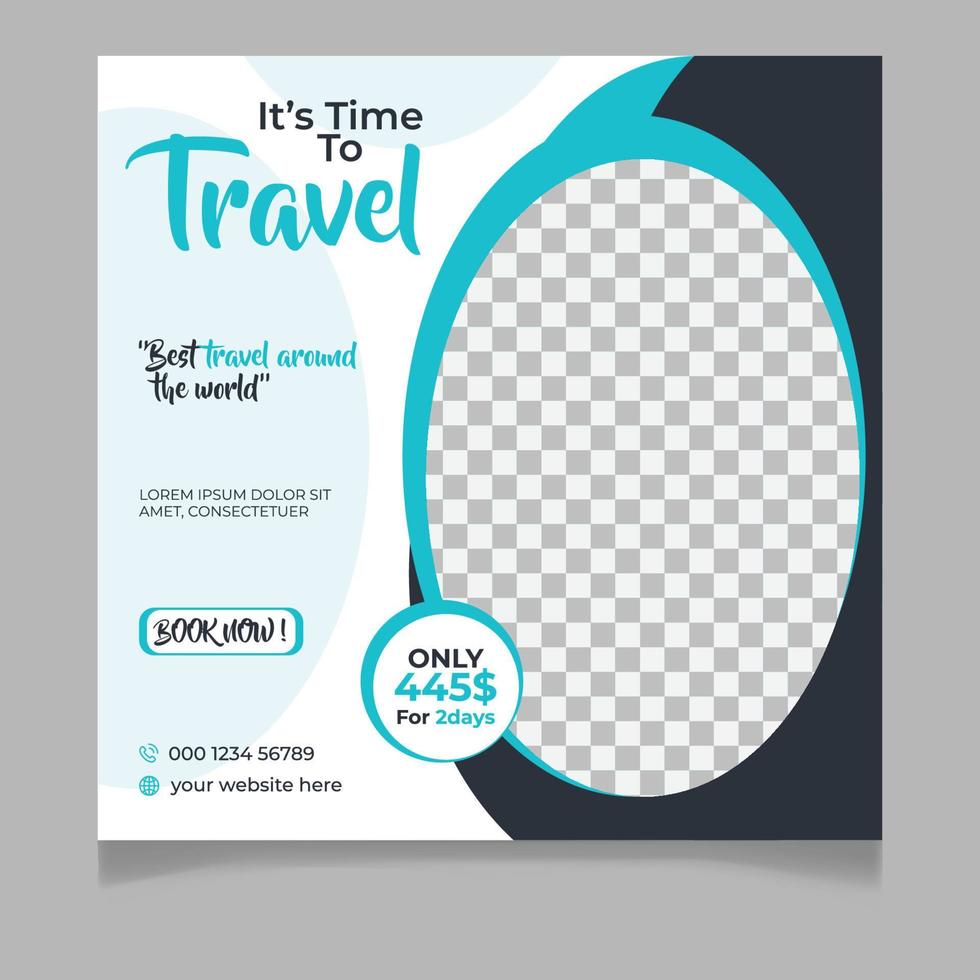 Traveling social media post template vector