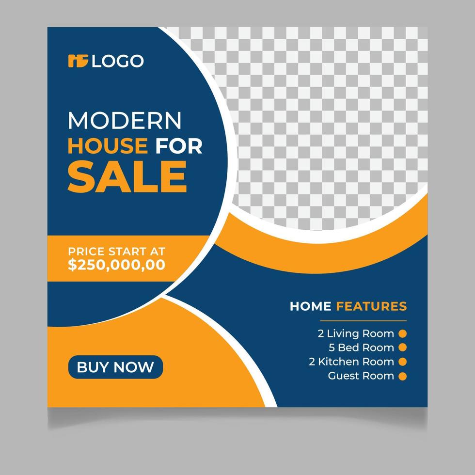 Modern house for sale social media post template vector