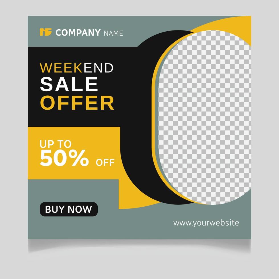 Weekend fashion sale offer social media post template vector