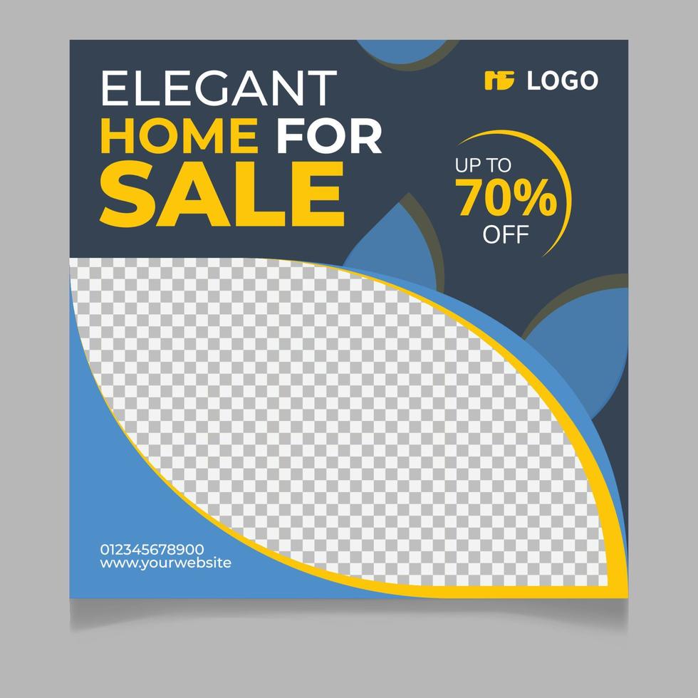 Elegant home for sale social media post template vector