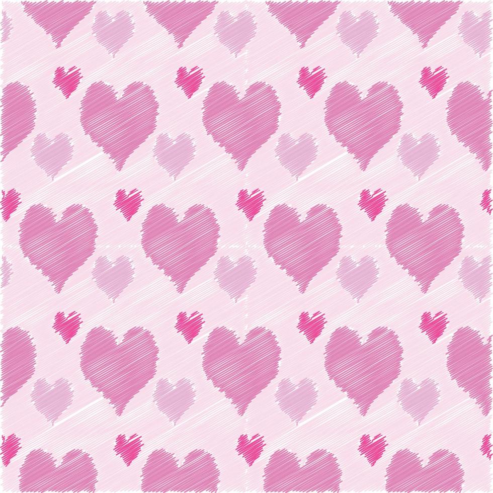 Seamless pattern with valentine hearts, sketch drawing for your design vector