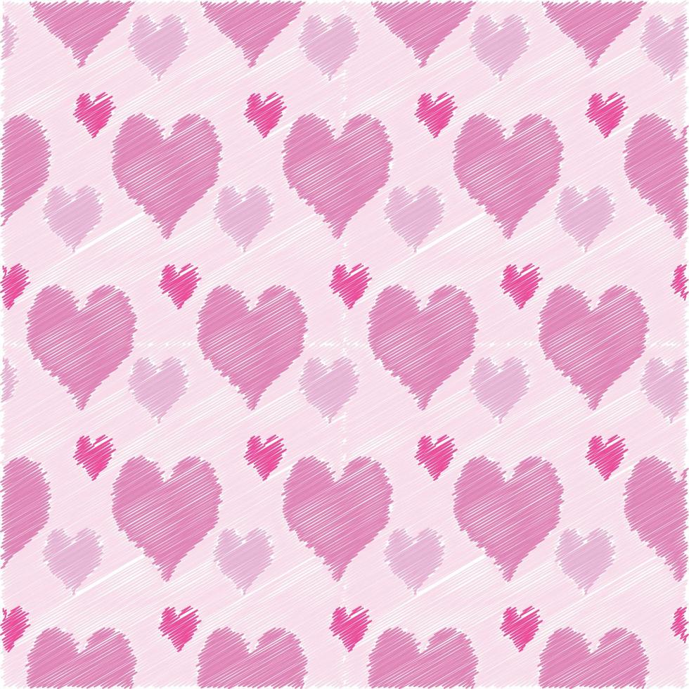 Seamless pattern with valentine hearts, sketch drawing for your design vector