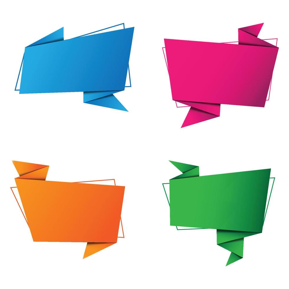 conjunto de etiquetas de origami de colores para su texto. elementos de diseño vectorial. vector
