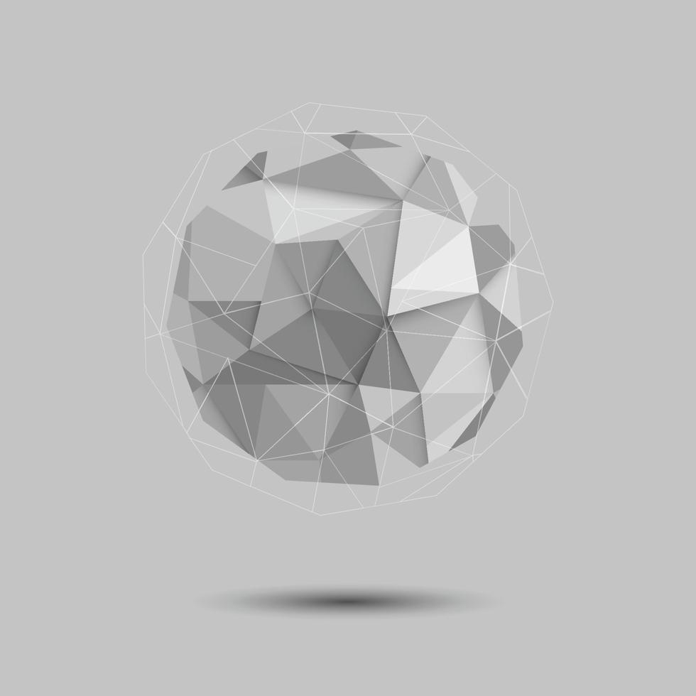 Abstract White Polygon Sphere Icon vector