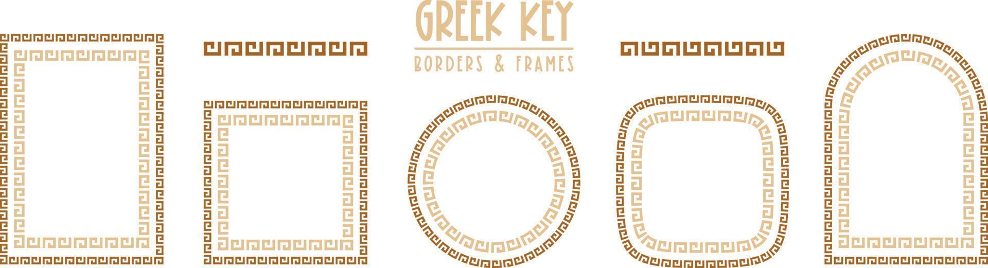 colección de marcos y bordes clave griegos. meandro antiguo decorativo vector