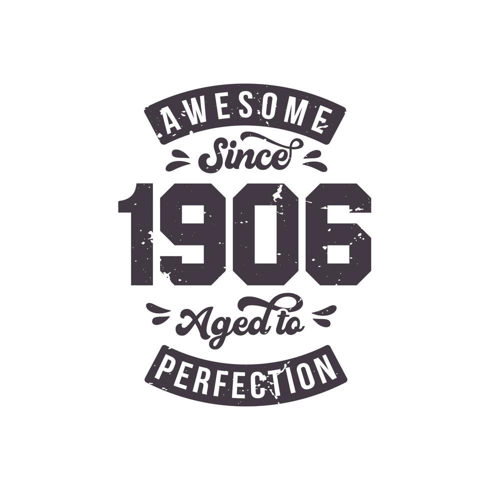 Born in 1906 Awesome Retro Vintage Birthday, Awesome since 1906 Aged to Perfection vector