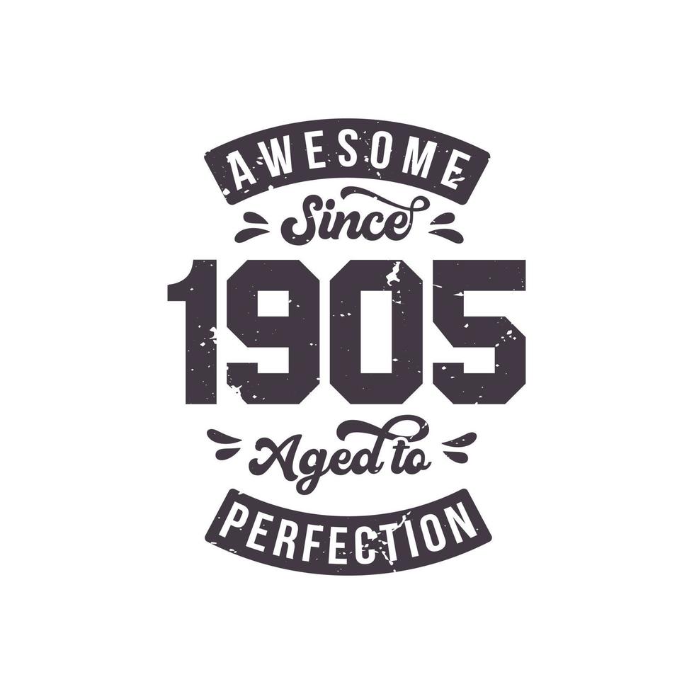 Born in 1905 Awesome Retro Vintage Birthday, Awesome since 1905 Aged to Perfection vector