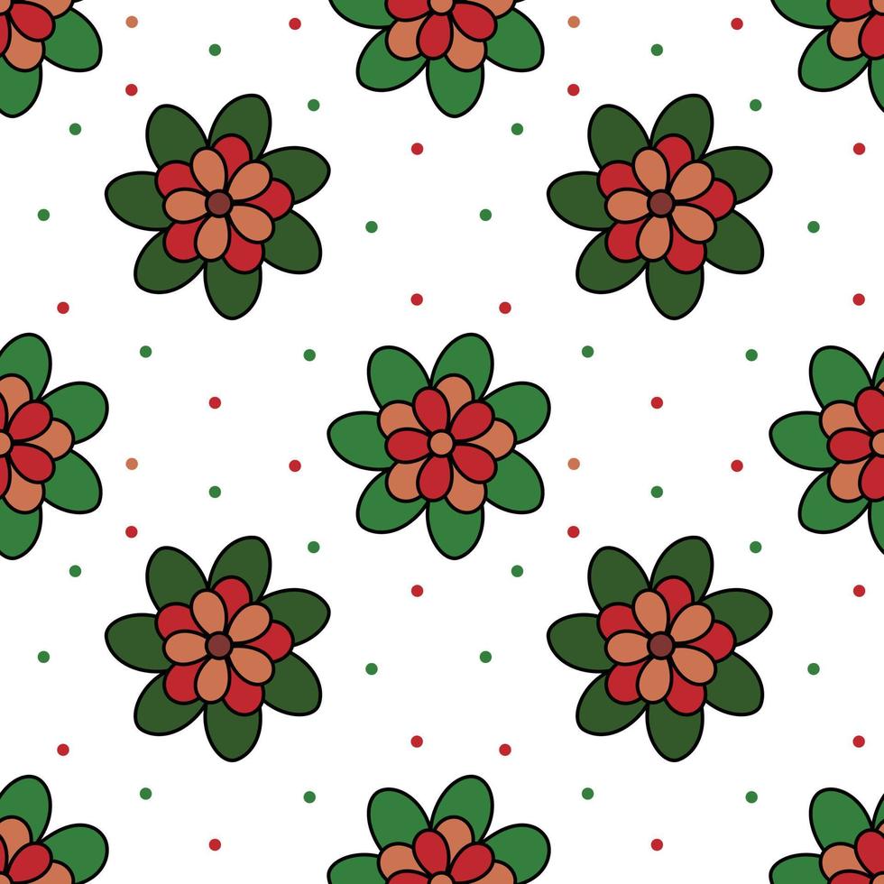 Seamless Flower pattern with polka dots vector