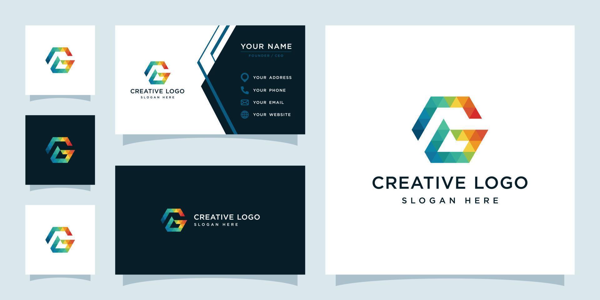 Vector graphics of initials G colorful geometry logo design template