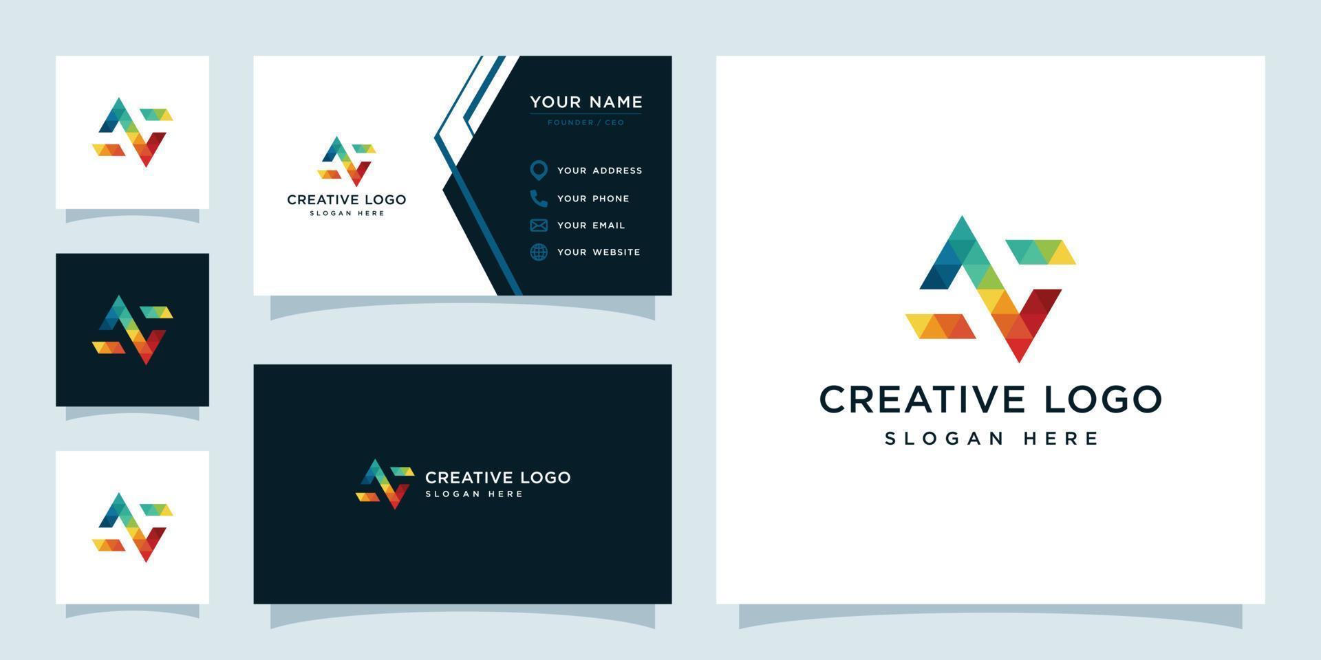 Vector graphics of initials N colorful geometry logo design template